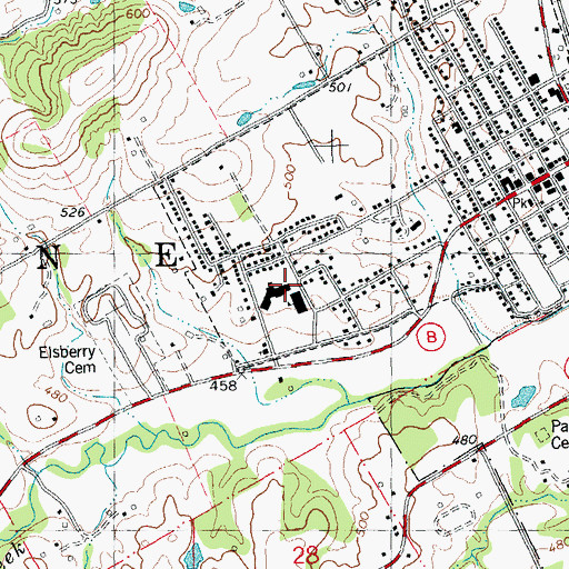 Topographic Map of Ida Cannon Middle School, MO