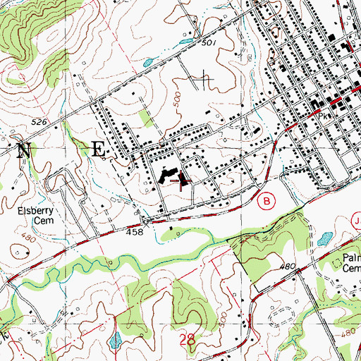 Topographic Map of Elsberry High School, MO