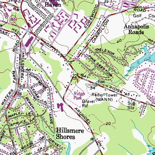 Topographic Map of Bru-Mar Gardens, MD
