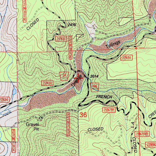 Topographic Map of Ram Creek, CA
