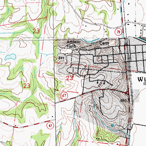 Topographic Map of Winfield Middle School, MO