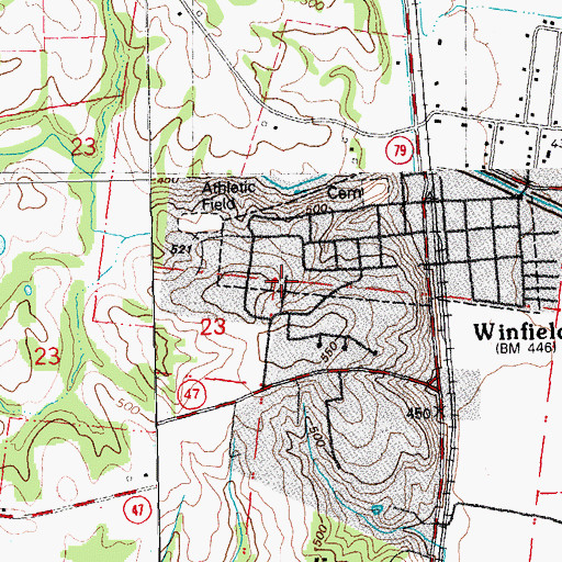 Topographic Map of Winfield Intermediate School, MO