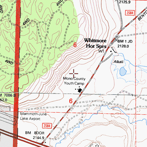 Topographic Map of Whitmore Regional Park, CA