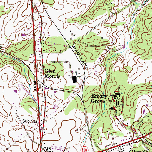 Topographic Map of Woodensburg Nursery and Greenhouses, MD