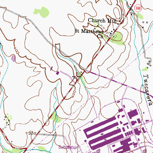 Topographic Map of Potomac Farms Nursery and Greenhouses, MD