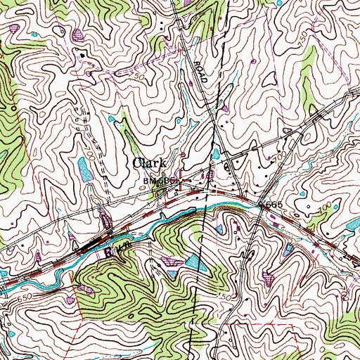 Topographic Map of Clark Railroad Station (historical), KY