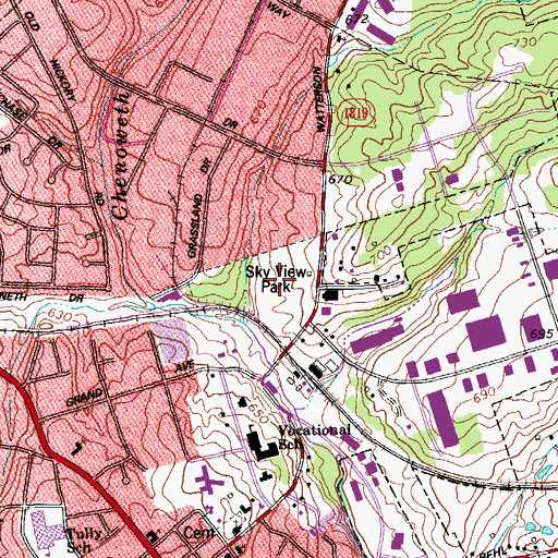 Topographic Map of Skyview Park, KY