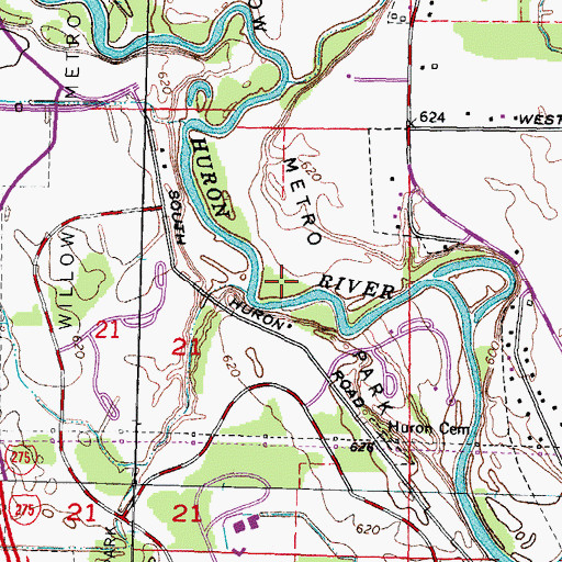 Topographic Map of Willow Metropark, MI