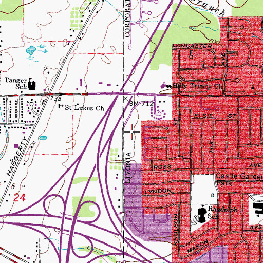 Topographic Map of Tiffany Park, MI