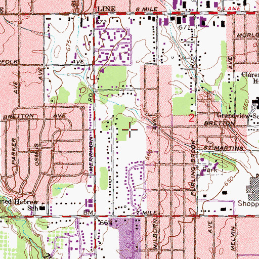 Topographic Map of Livonia City Park, MI