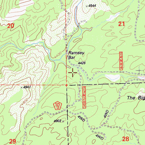 Topographic Map of Ramsey Bar, CA