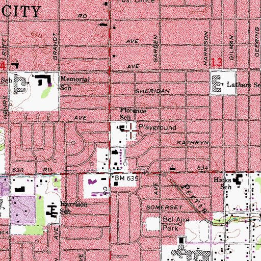 Topographic Map of Florence Park, MI