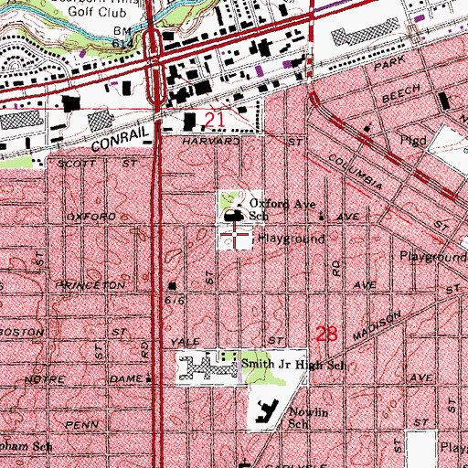 Topographic Map of Oxford Park, MI