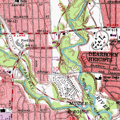 Topographic Map of Parkland Community Park, MI