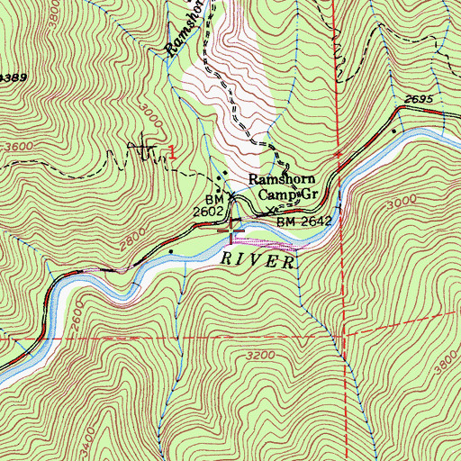 Topographic Map of Ramshorn Creek, CA