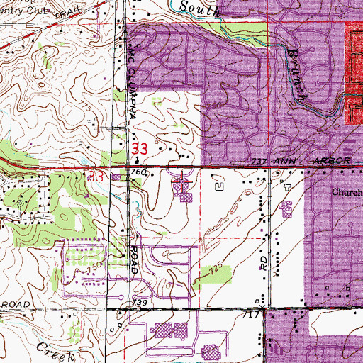 Topographic Map of Pioneer Middle School, MI