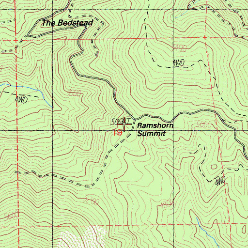 Topographic Map of Ramshorn Summit, CA