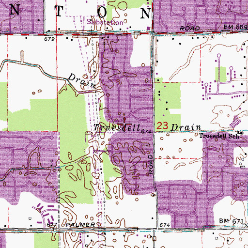 Topographic Map of Kings Way Park, MI