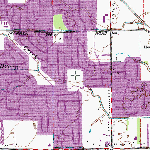 Topographic Map of Barchester Park, MI