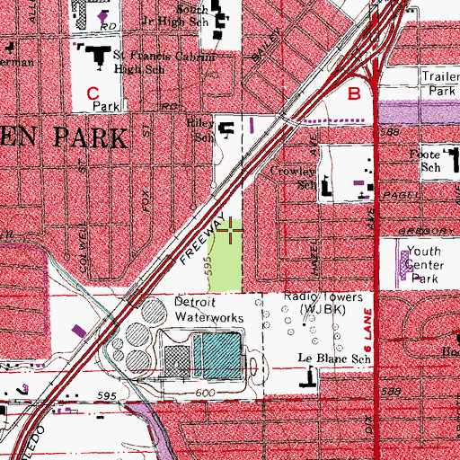 Topographic Map of Forest Park, MI