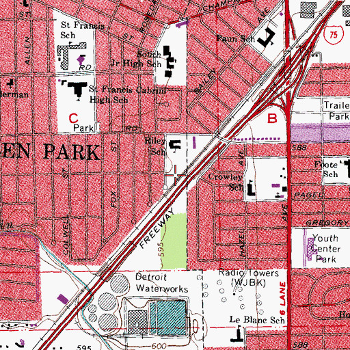 Topographic Map of Riley Park, MI