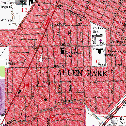Topographic Map of George Moore Park, MI