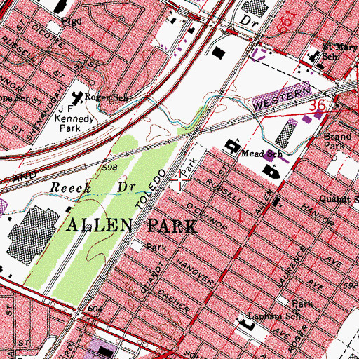 Topographic Map of John Riel Memorial Park, MI