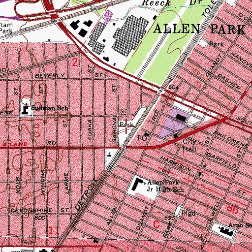 Topographic Map of Community Jaycee Park, MI