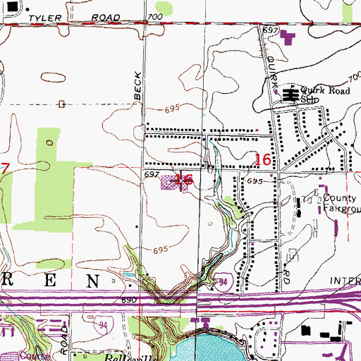 Topographic Map of North Middle School, MI