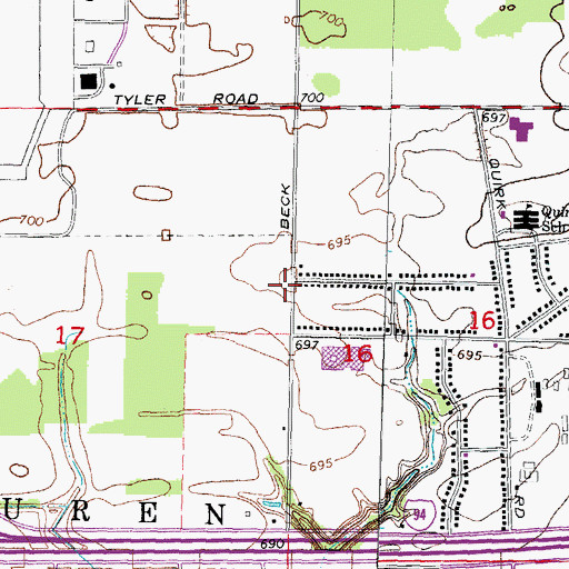 Topographic Map of Van Buren Township Park, MI
