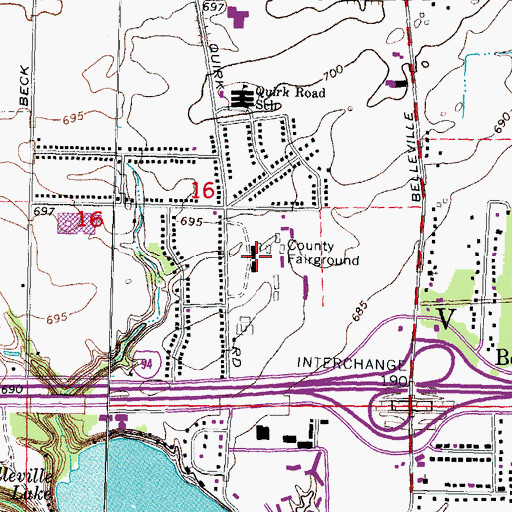Topographic Map of Wayne County Fairground, MI