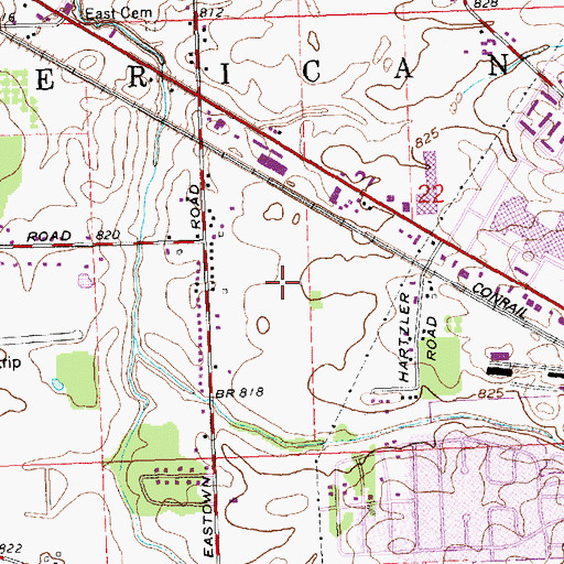 Topographic Map of Hunters Chase, OH