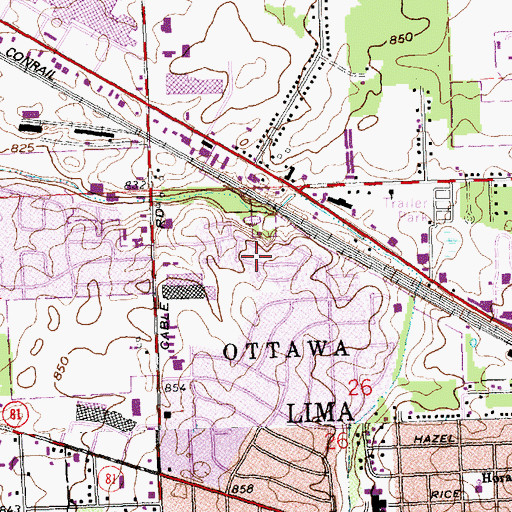 Topographic Map of Crestwood Mobile Home Park, OH