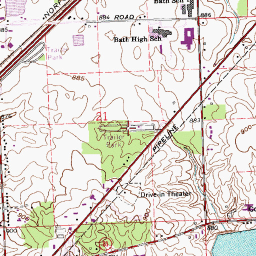 Topographic Map of Plaza Mobile Home Park, OH