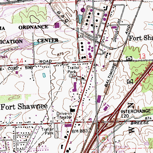 Topographic Map of Bali Hai Mobile Home Park, OH