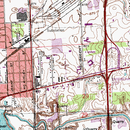 Topographic Map of Marilee Estates Mobile Home Park, OH