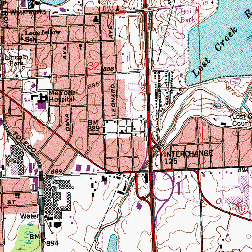 Topographic Map of Walton Mobile Home Court, OH