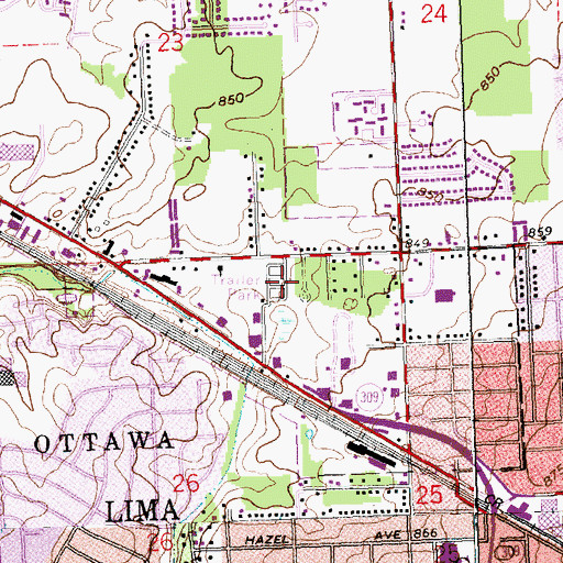 Topographic Map of Woodlawn Trailer Park Number 2, OH
