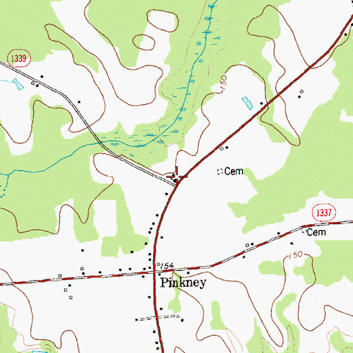 Topographic Map of Pinkney Missionary Baptist Church, NC