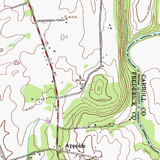 Topographic Map of Cedar Rowe Quarter Horse Farm, MD