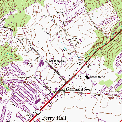 Topographic Map of Springfield Horse Farm, MD
