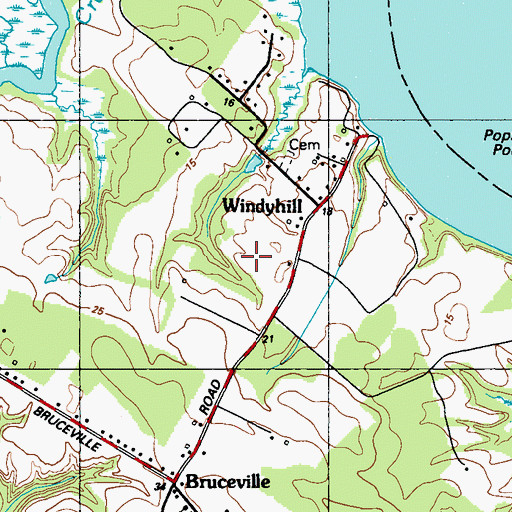 Topographic Map of Whispering Winds Farm, MD