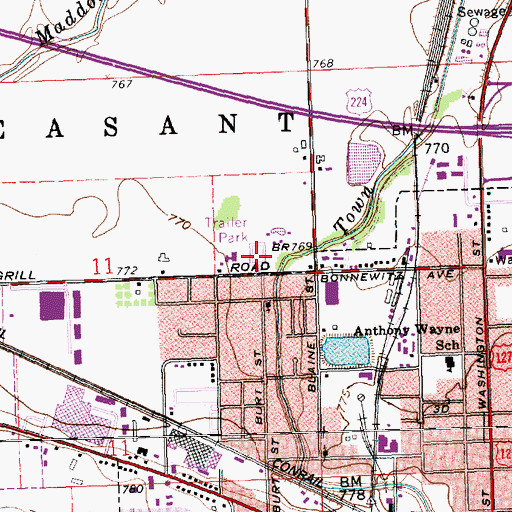 Topographic Map of Gordons Trailer Court, OH
