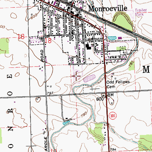 Topographic Map of Spall's Mobile Home Village, IN