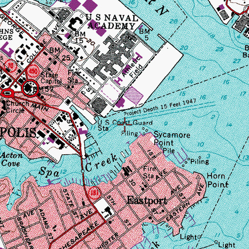 Topographic Map of Spa Creek Anchorage, MD