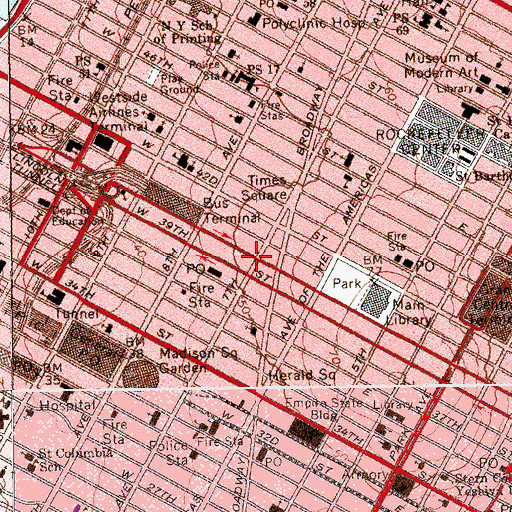 Topographic Map of Rialto Building, NY