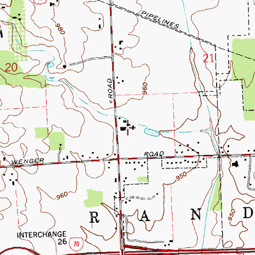 Topographic Map of Deeter Nurseries, OH