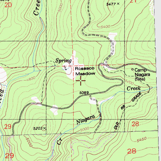 Topographic Map of Rosasco Meadow, CA