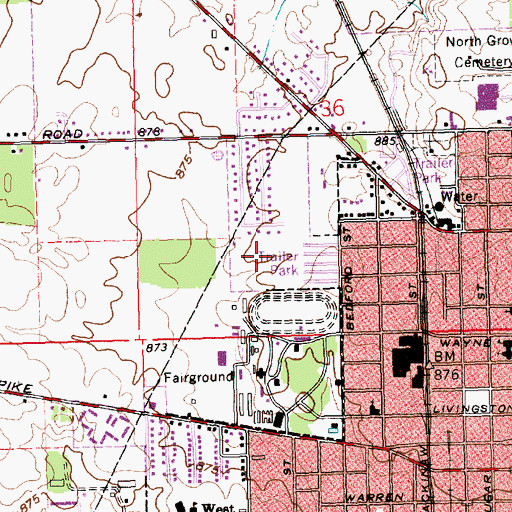 Topographic Map of Abbeywood Estates, OH