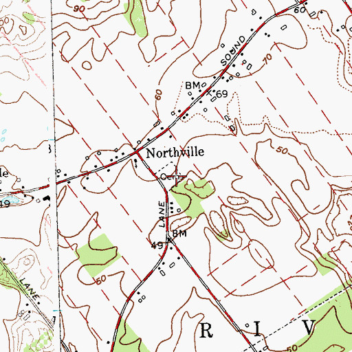 Topographic Map of Sound Avenue Cemetery, NY